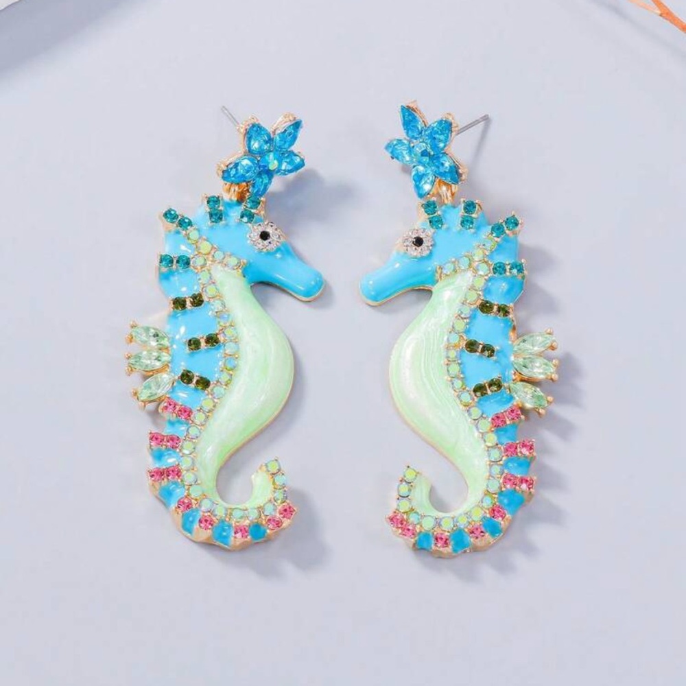 Seahorse Earrings -Turquoise